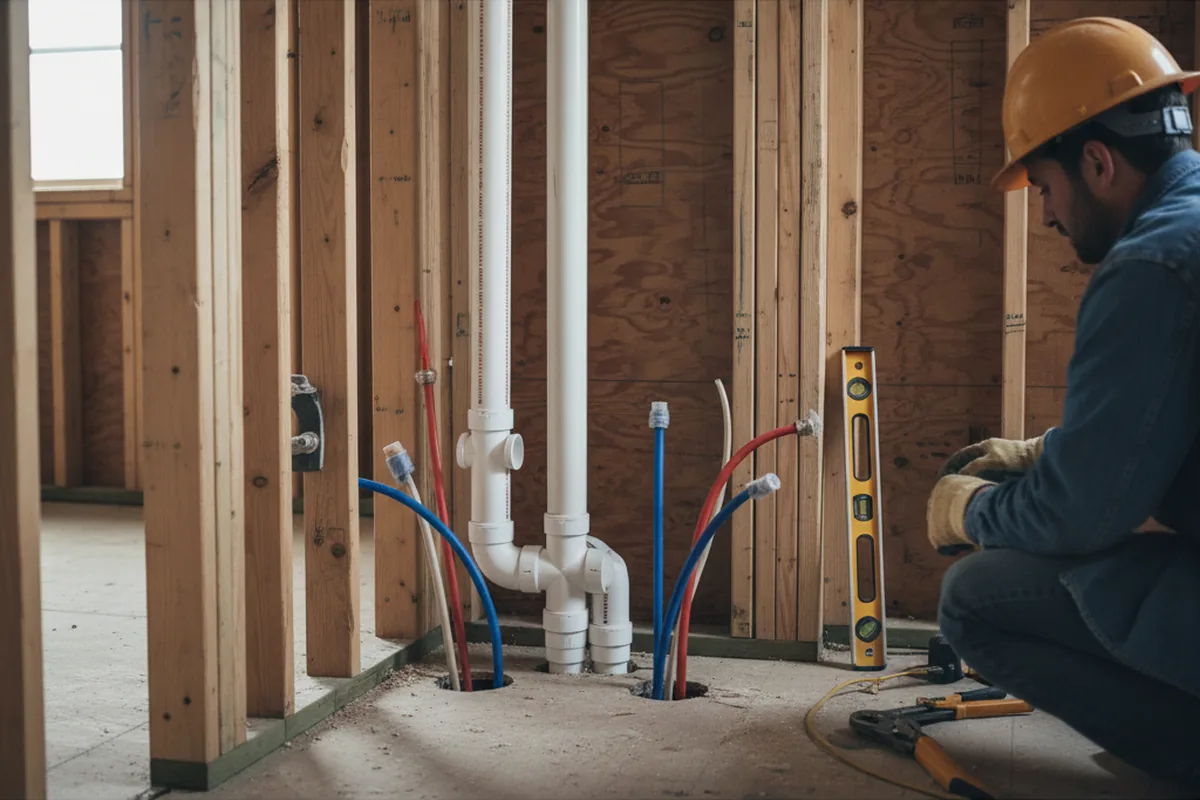 Drain and supply rough-in during Drain Cleaning in Wendell